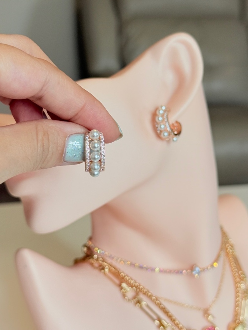 Pearl Accent Rose Gold Earrings